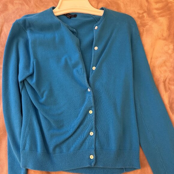 Land's End Blue Button Down Sweater - Picture 1 of 4